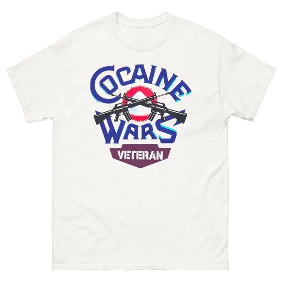 Cocaine Wars Veteran Graphic T-Shirt Funny Meme Streetwear Retro Style Tee 159 - Picture 1 of 5
